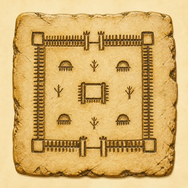 Ancient carved pictogram that became 囗