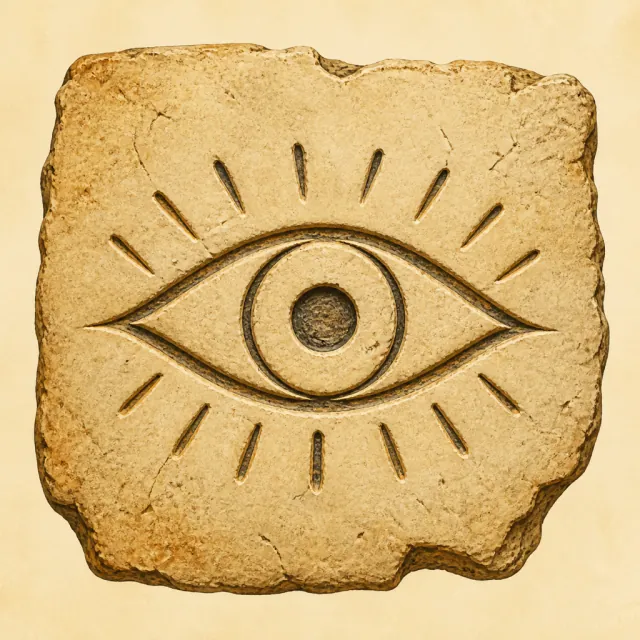 Ancient carved pictogram that became 目