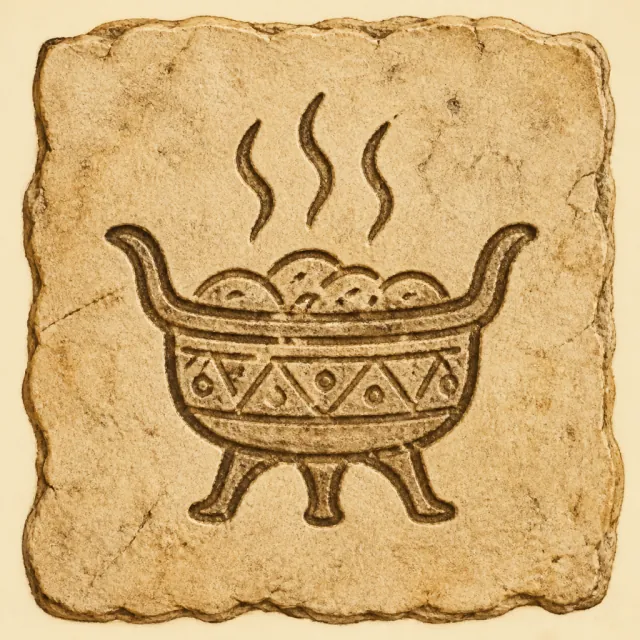 Ancient carved pictogram that became 饣