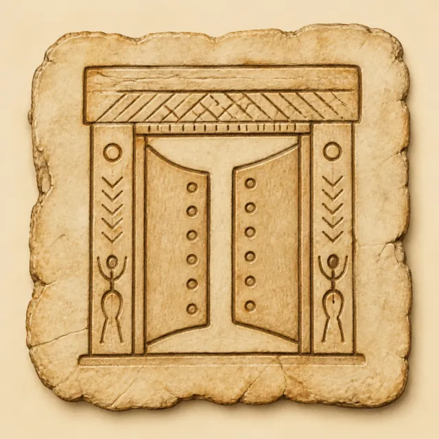 Ancient carved pictogram that became 门