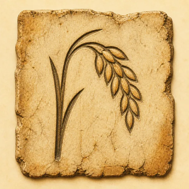 Ancient carved pictogram that became 禾