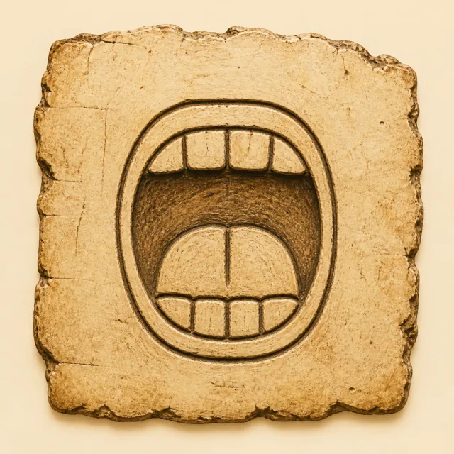 Ancient carved pictogram that became 口