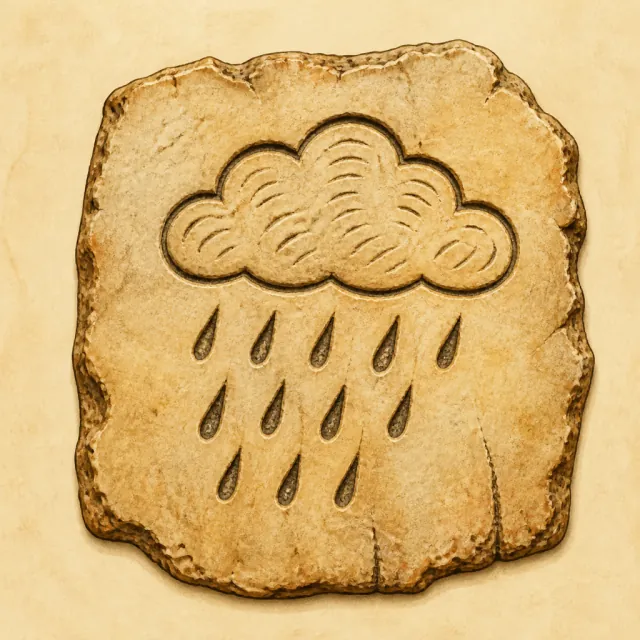 Ancient carved pictogram that became 雨