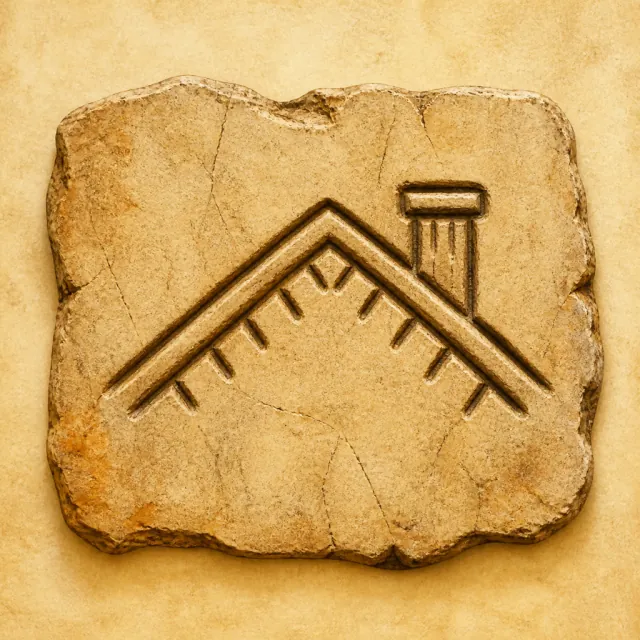 Ancient carved pictogram that became 宀