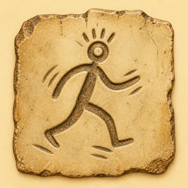 Ancient carved pictogram that became 走