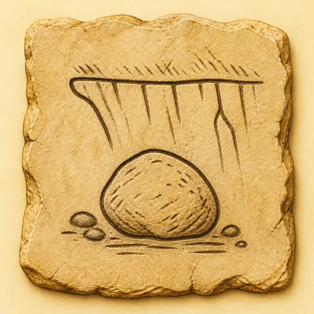 Ancient carved pictogram that became 石