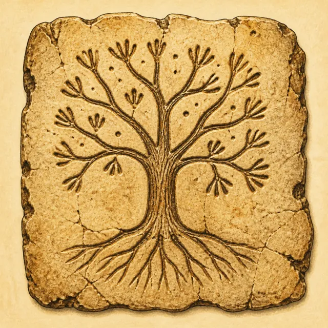 Ancient carved pictogram that became 木