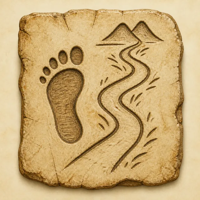 Ancient carved pictogram that became 辶